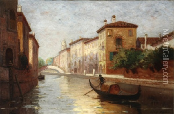 Venice Canal Scene Oil Painting - Frank Knox Morton Rehn