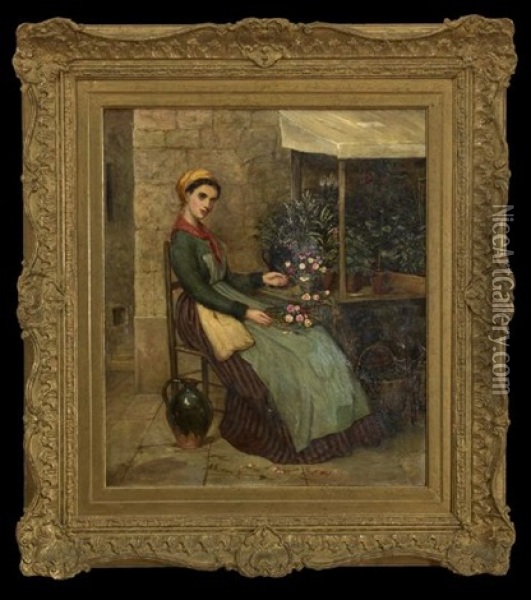 The Flower Seller Oil Painting - Harry Mitton Wilson