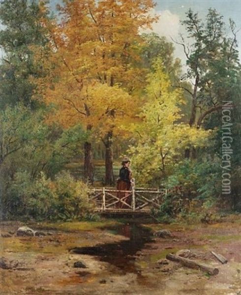 Autumnal Scene Oil Painting - Ivan Ivanovich Sokolov