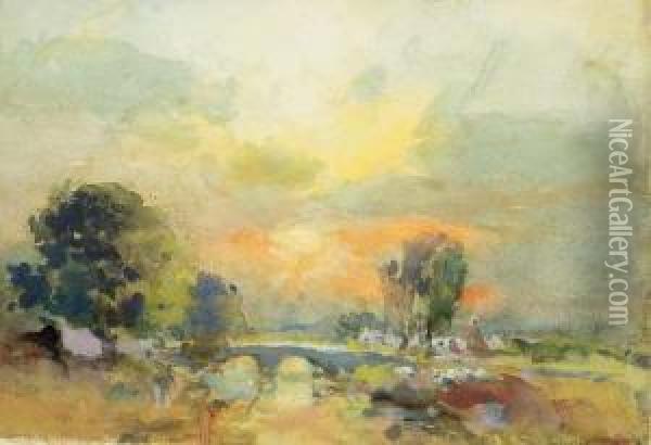 Summer Landscape. (landscape Sketch Verso). Oil Painting - William St. Thomas Smith