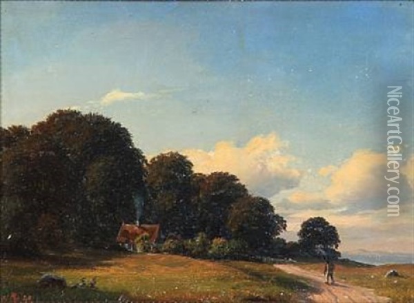 Danish Summer Landscape Near Oresund Oil Painting - Carsten Henrichsen