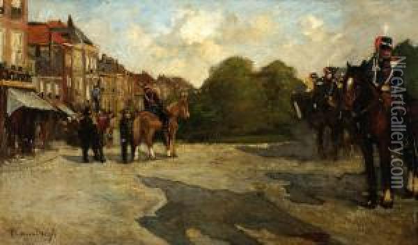 Huzares On The Mauritskade Oil Painting - Piet Van Den Bergh
