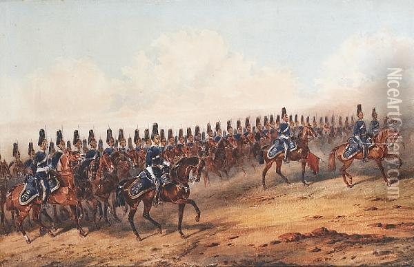 The 6th Dragoon Guards (carabiniers) On Manoeuvres Oil Painting - Orlando Norie