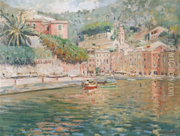 Der Hafen Von Portofino Oil Painting - Cesare Esposito