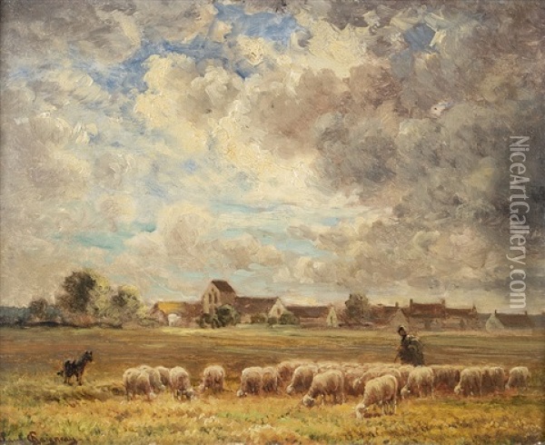 Le Troupeau (flock Of Sheep) Oil Painting - Paul Chaigneau