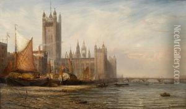 The Houses Of Parliament And Westminsterbridge Oil Painting - James Richard Marquis