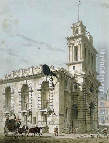 St. Mary Woolnoth Lombard Street Oil Painting - George (Sydney) Shepherd