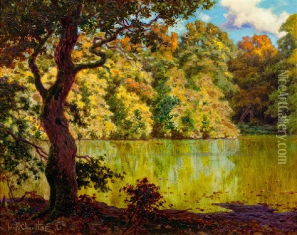 Lake Scene Oil Painting - Ivan Fedorovich Choultse