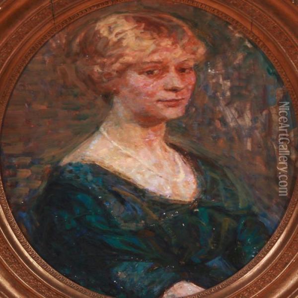 Portrait Of A Woman Oil Painting - Hugo Valdemar Larsen