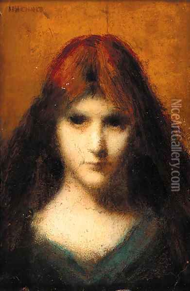 Head study of a girl Oil Painting - Jean-Jacques Henner