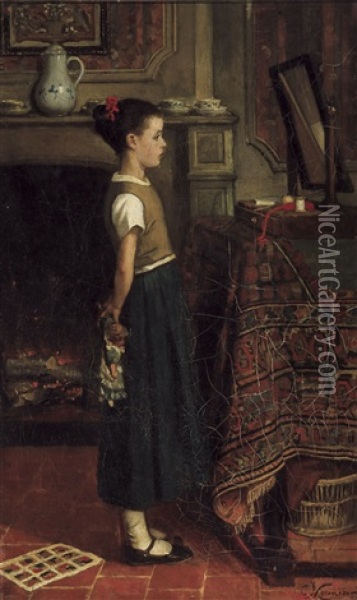 Portret De Valentine, Niece De L'artiste Oil Painting - Constantin Meunier