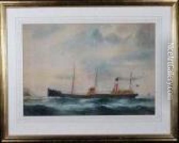 A Portrait Of The Ss Argus Of Goole Oil Painting - Reuben Chappell Of Poole