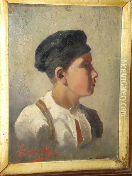 The Head Of A Young Boy, Wearing A Cap Oil Painting - Edith Oenone Somerville