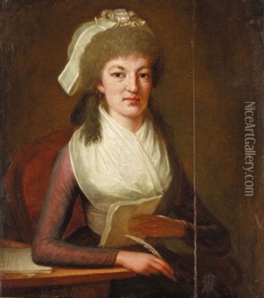 Portrait Of A Lady Writing A Letter Oil Painting - Guillaume Dominique Jacques Doncre