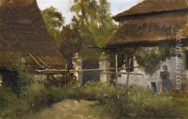 Bauernhofgarten Oil Painting - Eugen Jettel