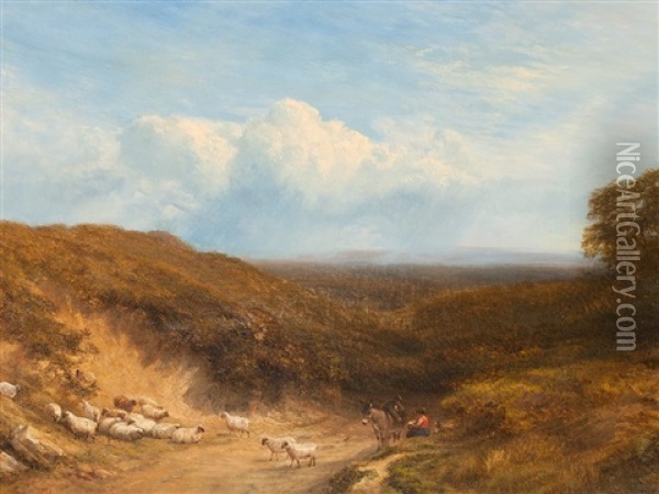 English Countryside Oil Painting - George Cole