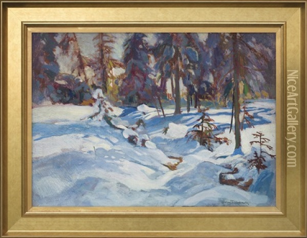 In The Winter Forest Oil Painting - Stefan Filipkiewicz