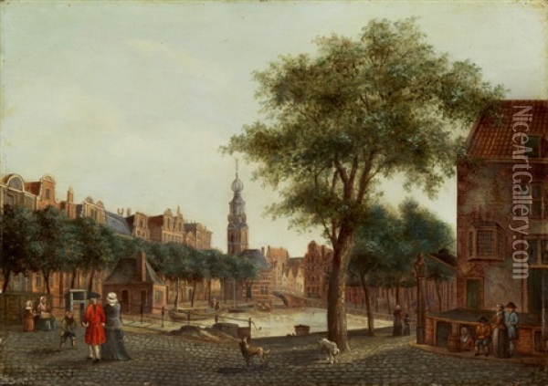 Ansicht Von Amsterdam Mit Figurenstaffage Oil Painting - Cornelis de Kruyff