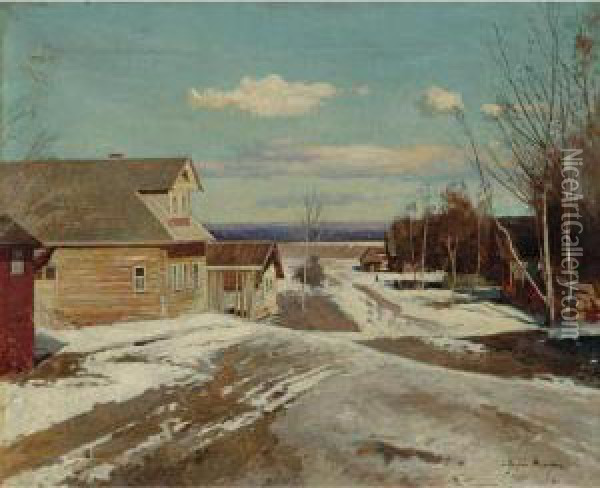 Town View, Winter Oil Painting - Andrei Nikolaevich Shilder