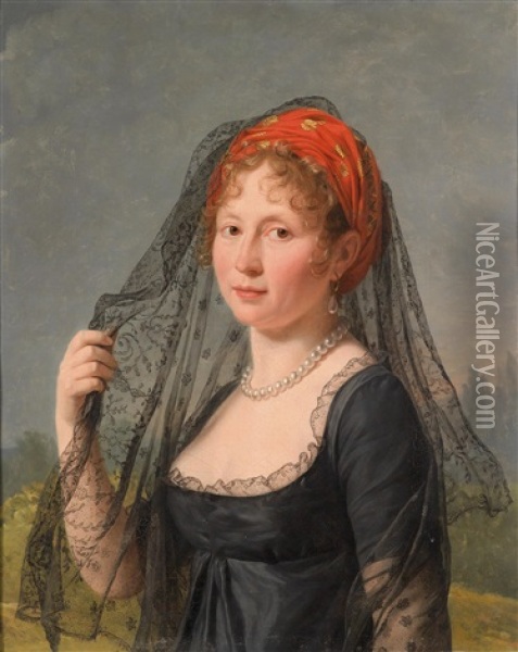 Bildnis Einer Schwarzgekleideten Dame Oil Painting - Francois Pascal Simon Gerard