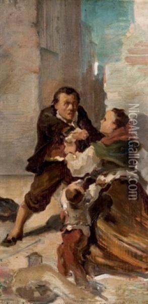 Los Celos Oil Painting - Eugenio Lucas Velazquez