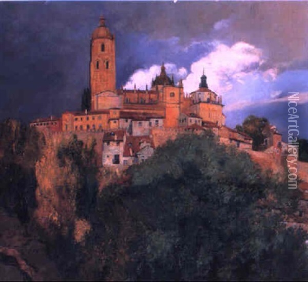 The Cathedral, Segovia Oil Painting - Carlos Lezcano Fernandez