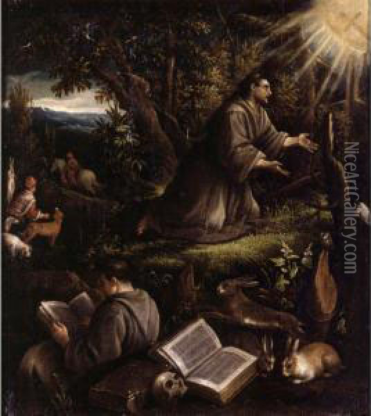 Saint Francis Receiving The Stigmata Oil Painting - Jacopo Bassano (Jacopo da Ponte)