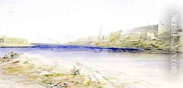 Valletta Malta Oil Painting - Edward Lear