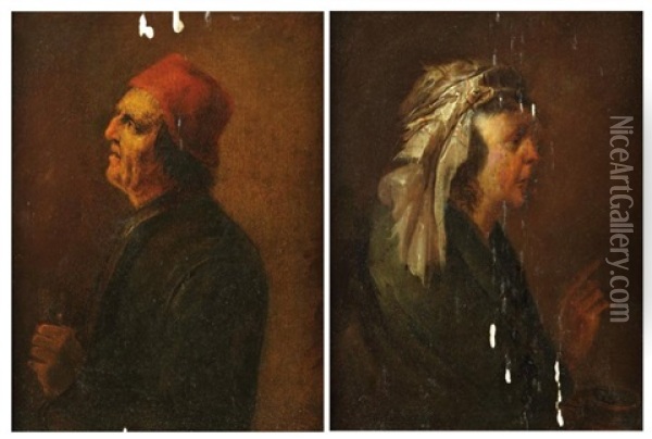 Homme Au Verre (+ Femme Au Bol; Pair) Oil Painting - Jan van de Vinnen