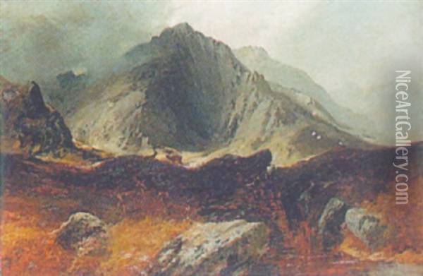 Ben Vorlich 3088ft By Loch Sloy Oil Painting - Clarence Henry Roe