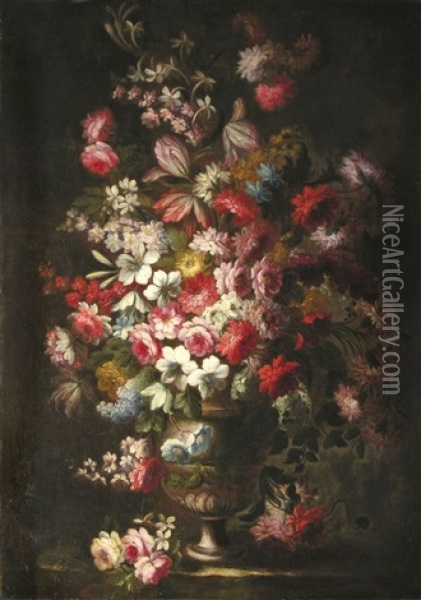 Vase Aux Fleurs Oil Painting - Mario Nuzzi