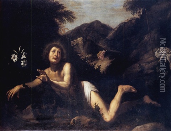 Scene De La Vie De Saint Antoine: Saint Antoine Se Jetant Dans Un Buisson De Ronces Oil Painting - Carlo Dolci