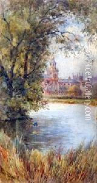 River Scene With Kingfisher Oil Painting - Claude Hamilton Rowbotham