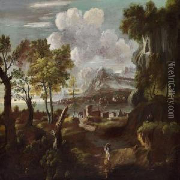 A Pair Of Landscapes Oil Painting - Willem van de, the Elder Velde