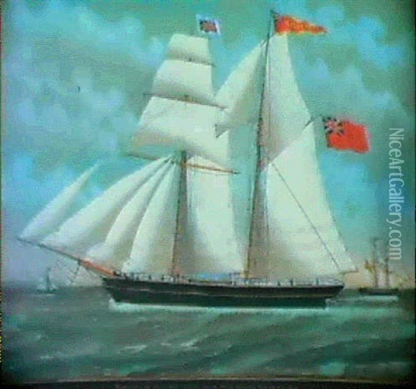 Skibsportraet Af 'mary Ann Of Salcombe', Ud For   Flushing & Hinterglassmaleri Oil Painting - Carolus Ludovicus Weyts