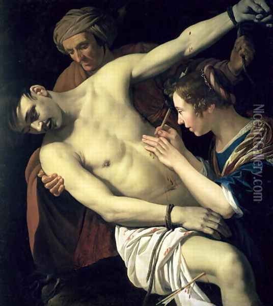 St. Sebastian and St. Irene 1624 Oil Painting - Jan Hermansz. van Biljert