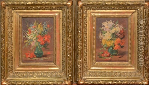 Bouquets De Fleurs Oil Painting - Edmond Van Coppenolle