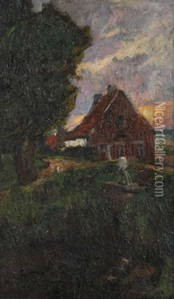 Paysage Avec Maison Pres De L'ecluse Oil Painting - Pieter Gorus