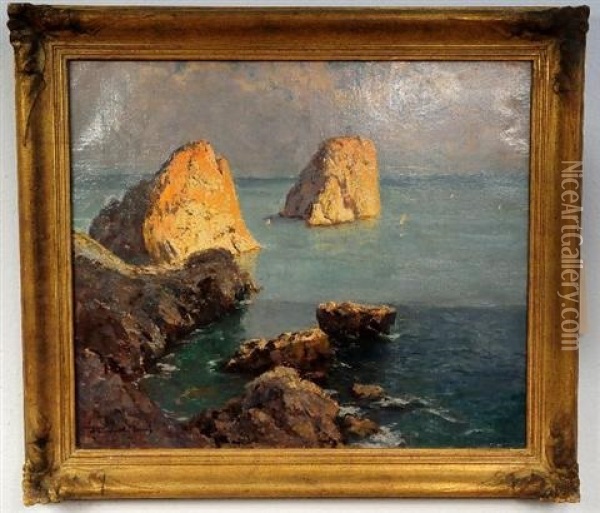 At The Foot Of Capri Oil Painting - Jenoe Karpathy