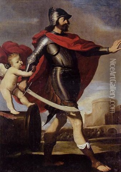 Love Staying The Hand Of War Oil Painting -  Guercino