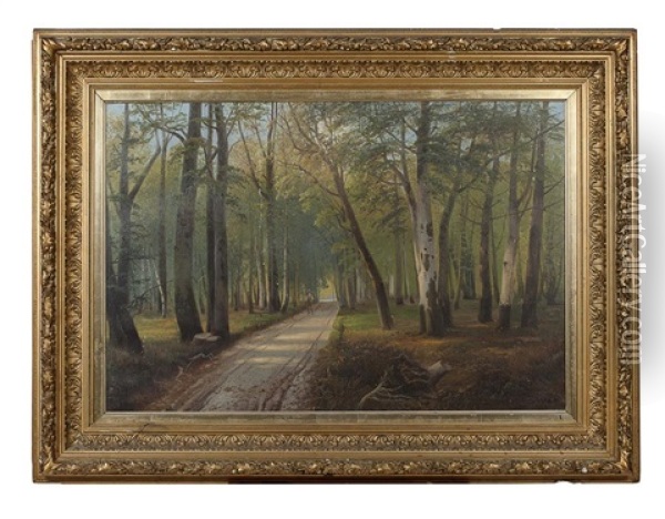 Figure On A Woodland Path Oil Painting - Siegfried Hass