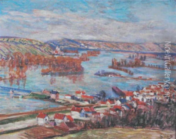 Inondations A Bonnieres Oil Painting - Georgette Agutte