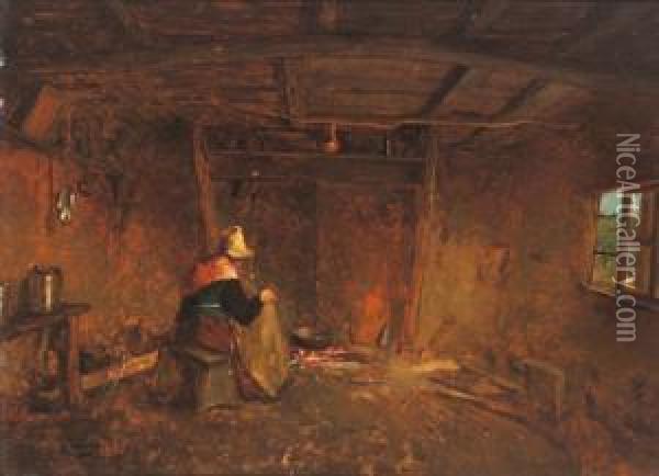 Flemish Interior Oil Painting - Josse Impens