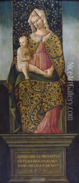 Thronende Madonna Mit Kind Oil Painting - Fermo da Caravaggio Stella