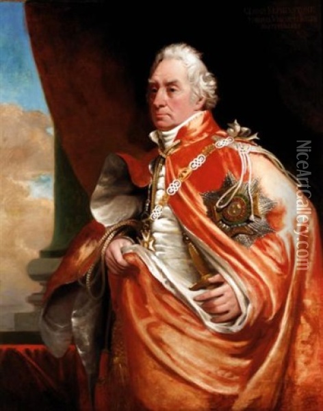 Portrait Of Admiral George Keith Elphinstone, 1st Viscount Keith Oil Painting - George Lethbridge Saunders