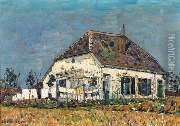 Witte Boerderij Oil Painting - Jan Adam Zandleven