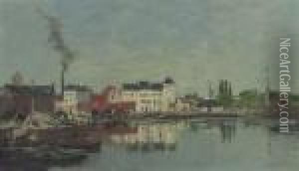 Bruxelles. Le Bassin Du Commerce Oil Painting - Eugene Boudin