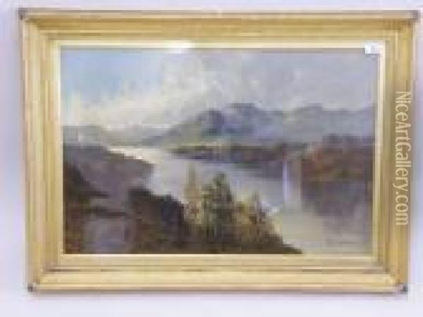 A Large Gilt Framed Oil On Canvas Oil Painting - F.E. Jamieson
