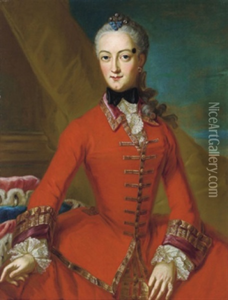 Bildnis Maria Anna Von Sachsen, Gemahlin Des Bayerischen Kurfursten Maximilian Joseph Iii. Oil Painting - George de Marees