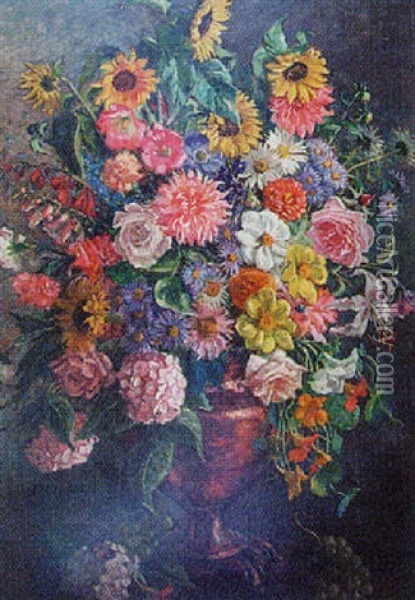 Still Life Of An Arrangement Of Flowers Oil Painting - Mary Ethel Young Hunter